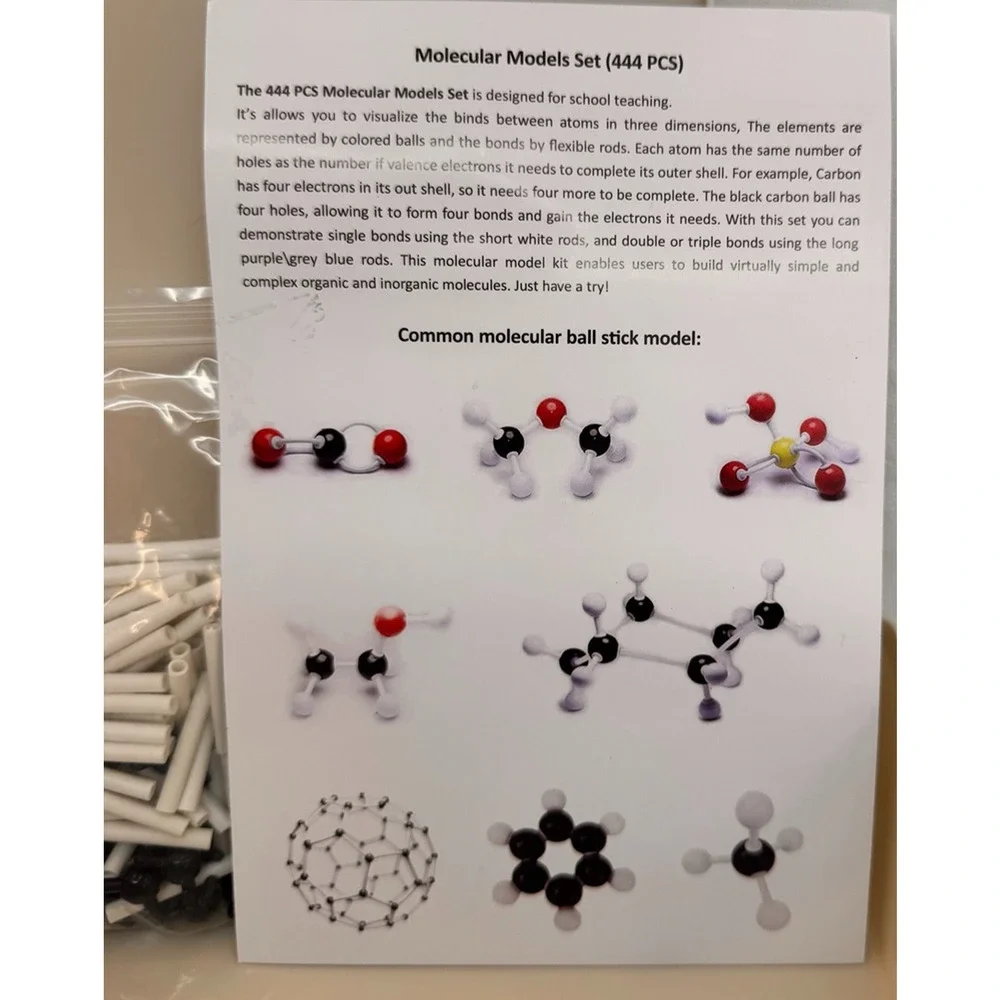 444 Pc Molecular Model Kit C60 Fullerene Organic Inorganic Chemistry w/ Case